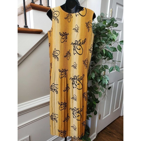 Women's Brown Polyester Blend Round Neck Sleeveless Casual Knee Length Dress S - Picture 5 of 11